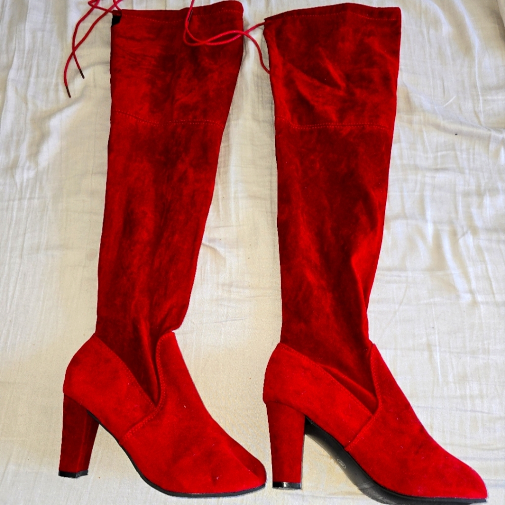 Elegant Red Women's Knee-High Boots
